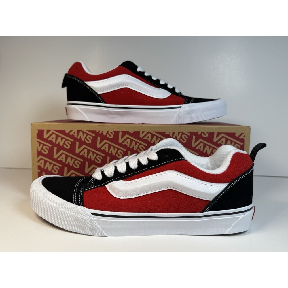 Vans Knu Skool Skating Sneakers Men's Size 9.5 Red/True White/Black VN0009QC6RT